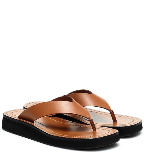 leather platform flip flops