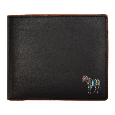 Ps By Paul Smith Black And Purple Zebra Bifold Wallet In 79 Black