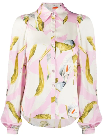 Temperley London Theodora Printed Silk-crepe Shirt In Baby Pink