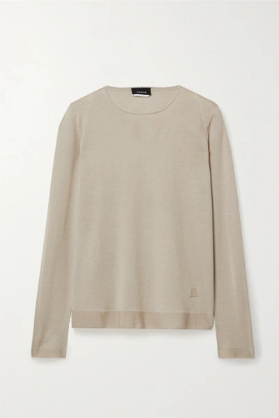 Akris Cashmere And Mulberry Silk-blend Sweater In Beige