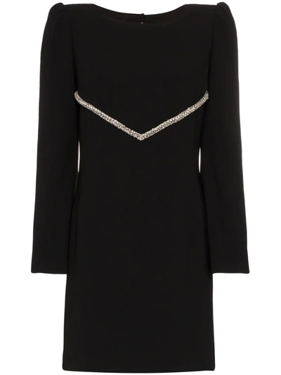 Haney Audrey Crystal-embellished Crepe Mini Dress In Black