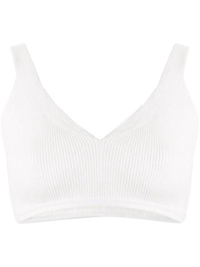 Georgia Alice Cropped Ribbed Cotton-blend Top In White