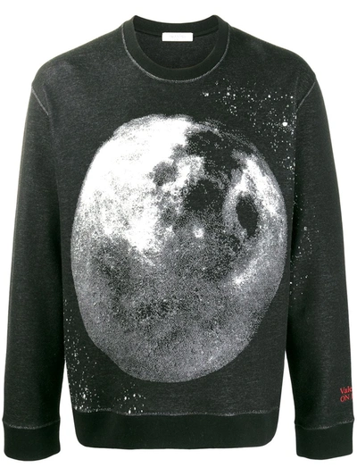 Valentino Moon Dust Graphic-print Cotton-jersey Sweatshirt In Black