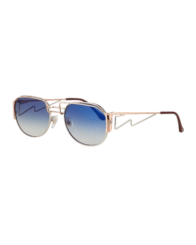 Vintage Frames Company Men's Gradient Geometric Metal Sunglasses In Pink