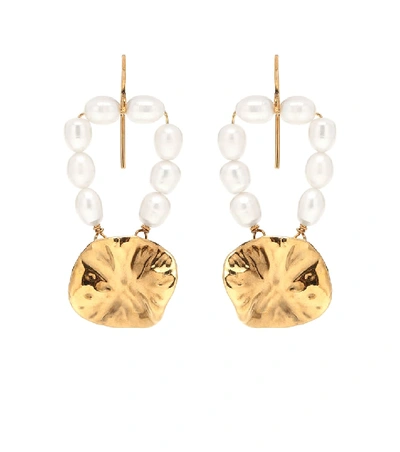 Jil Sander Pearl-embellished Earrings In Gold