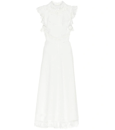 Zimmermann Peggy Linen And Cotton Midi Dress In White