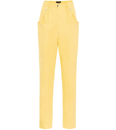 Isabel Marant Yerris High-rise Cotton Carrot Pants In Yellow