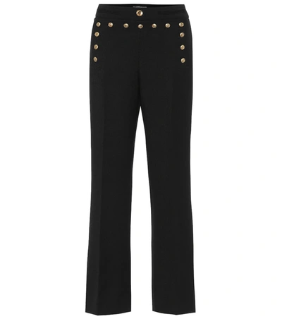 Givenchy Mid-rise Flared Wool Pants In Black
