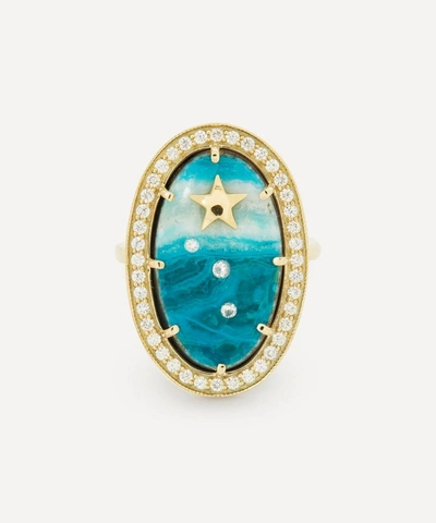 Andrea Fohrman 14ct Gold Chrysocolla And Diamond Ring