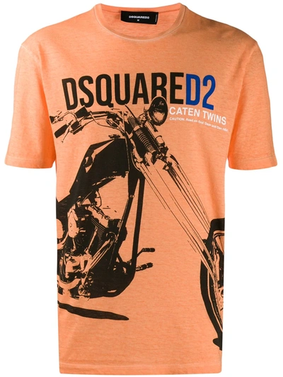 Dsquared2 Road On Fire! Printed T-shirt In Orange