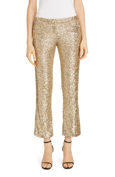 Balmain Low-rise Sequined Flare Pants In Dor