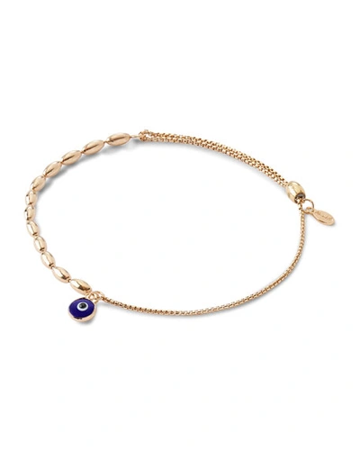 Alex And Ani Pave Round Evil Eye Pull-chain Bracelet, Gold