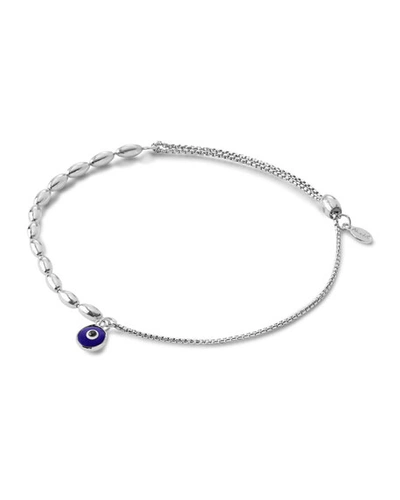 Alex And Ani Pave Round Evil Eye Pull-chain Bracelet, Silver