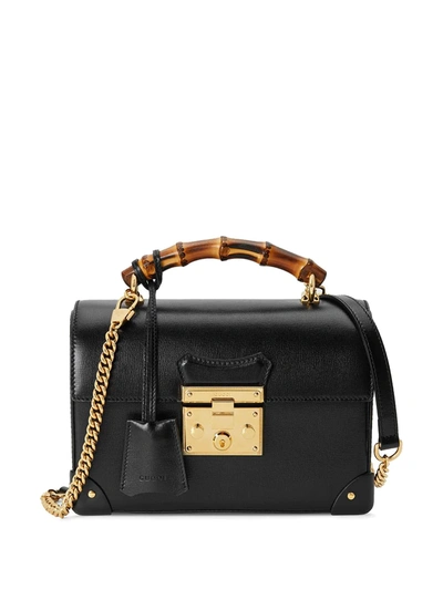 Gucci Padlock Small Leather Bamboo Top-handle Shoulder Bag In Black
