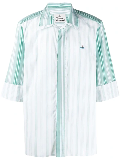 Vivienne Westwood Sunset Striped Cotton Shirt In Green