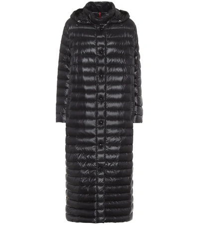 Moncler Chocolat Long Season Channel-quilt Down Jacket In Black | ModeSens