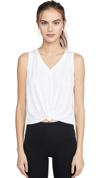 Onzie Knot Sleeveless Jersey Tee In White
