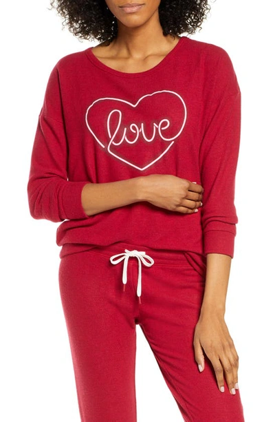 Pj Salvage Love Graphic Long-sleeve Lounge Top In Raspberry