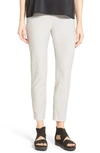 Eileen Fisher Washable Stretch-crepe Side-slit Ankle Pants In Smoke