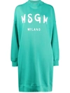 Msgm Logo Sweater Dress In Green
