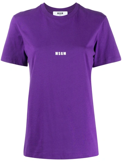 Msgm Logo Print T-shirt In Purple