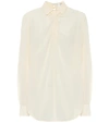 Victoria Beckham Twist Neck Silk Blouse In White