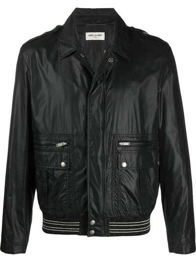 Saint Laurent Collared Bomber Jacket In Black