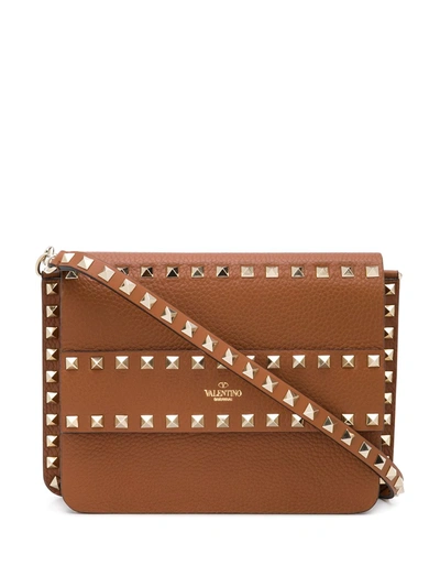 Valentino Garavani Rockstud Shoulder Bag In Brown