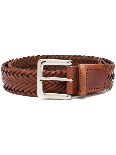 Scarosso Braided Casual Belt In Brown