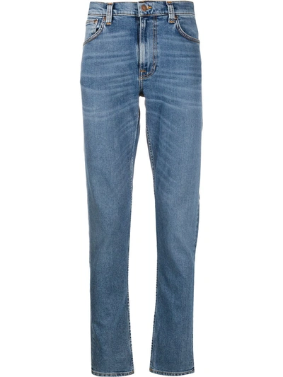 Nudie Jeans Mid Rise Straight Jeans In Blue