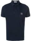 Stone Island Logo-patch Short-sleeve Polo Shirt In Blue