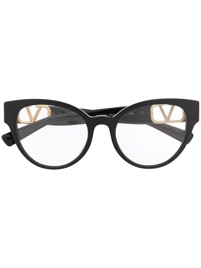 Valentino Vlogo Soft-round Frame Glasses In Black