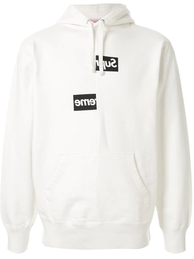 Pre-owned Comme Des Garçons X Supreme 2018 Logo Hoodie In White