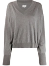 Maison Margiela V-neck Boxy Sweatshirt In Grey