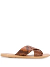 Ancient Greek Sandals Thais Python-effect Sandals In Brown