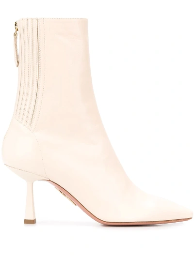 Aquazzura Curzon Stiletto Ankle Boots In Neutrals