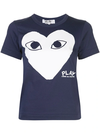 Comme Des Garçons Play Logo-print T-shirt In Blue
