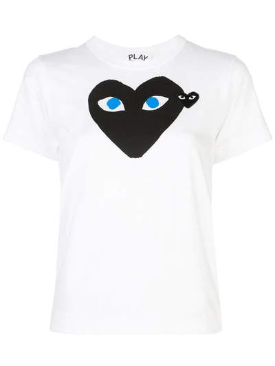 Comme Des Garçons Play Printed Black Heart T-shirt In White