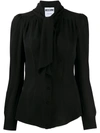 Moschino Longsleeved Pussy Bow Shirt In Black