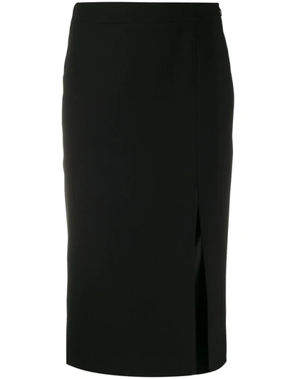 Moschino Front Slit Midi Skirt In Black