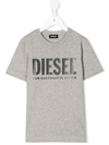 Diesel Teen Logo-print Cotton T-shirt In Grey