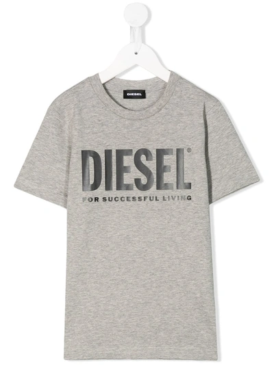 Diesel Teen Logo-print Cotton T-shirt In Grey
