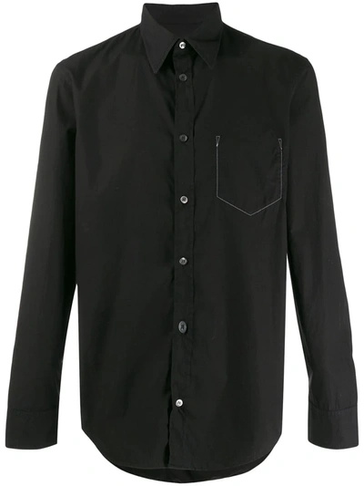 Maison Margiela Stitched Pocket Lining Buttoned Shirt In Black