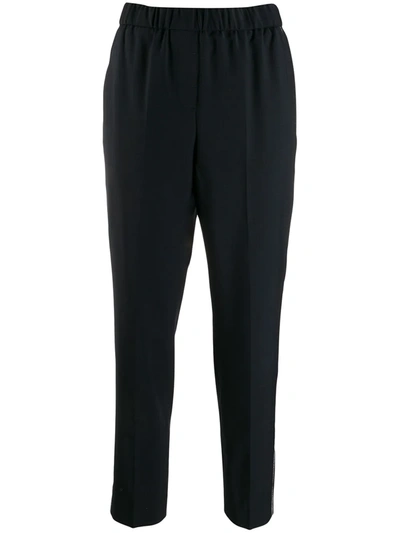 Peserico Cropped Slim-fit Trousers In Blue