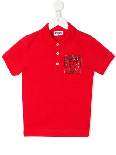 Moschino Kids' Logo Polo Shirt In Red