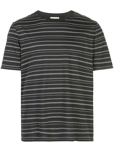 Saint Laurent Geometric Striped T-shirt In Black