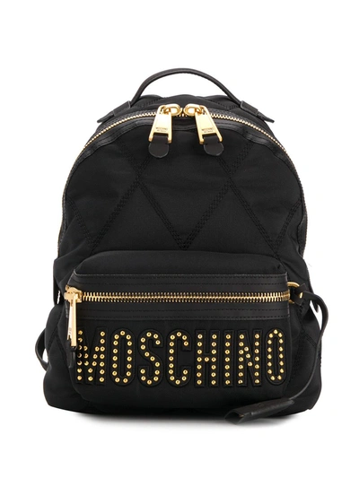 Moschino Studded Logo Backpack In Black