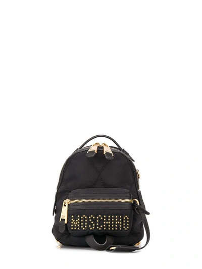 Moschino Mini Studded Logo Backpack In Black