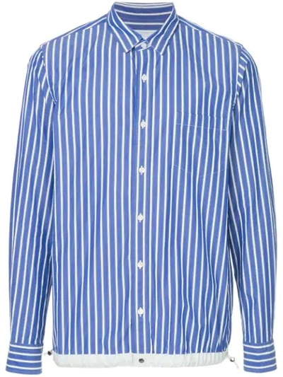 Sacai Drawstring Striped Shirt In Blue