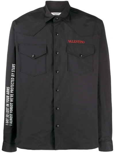 Valentino Men's Long Sleeve Shirt Dress Shirt Moon In Black